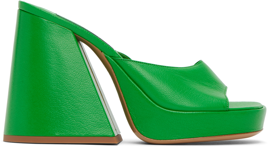 Зеленые босоножки на каблуке с разрезами Simon Miller