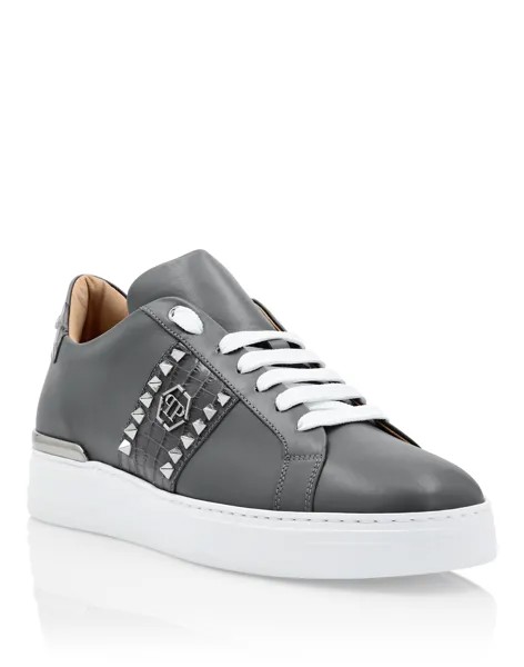 Кожаные кроссовки Signature Lo-Top Philipp Plein, цвет Light Grey