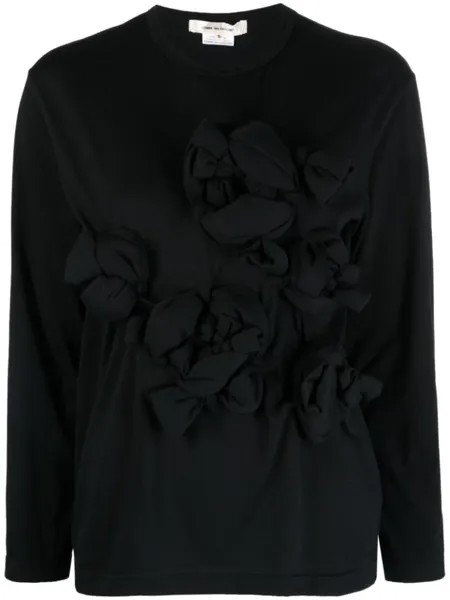 Comme Des Garçons футболка с цветочной аппликацией, черный