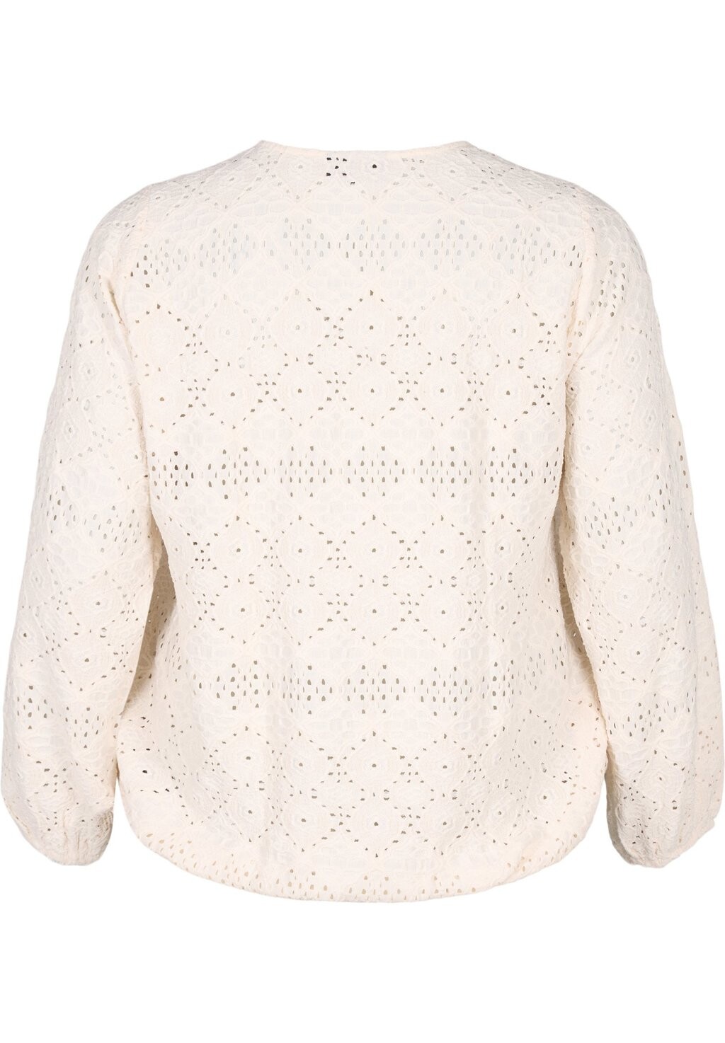 Блуза MIT V-AUSSCHNITT UND LOCHMUSTER Zizzi, цвет Antique White