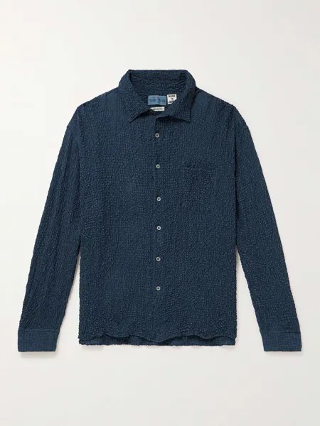 Клетчатая рубашка из сирсакера BLUE BLUE JAPAN, нави