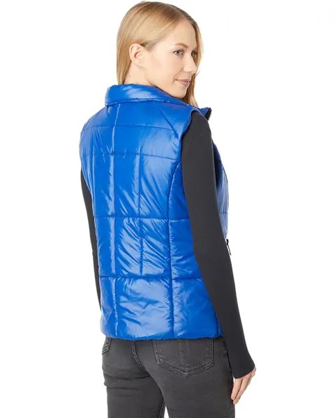Утепленный жилет Avec Les Filles Shiny Nylon Puffer Vest, цвет Navy Metallic