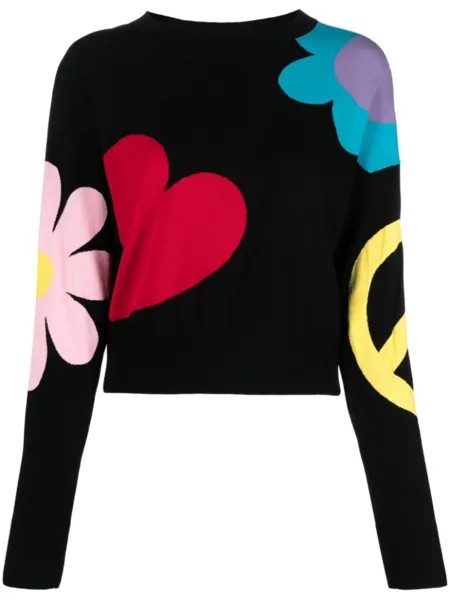 MOSCHINO JEANS джемпер вязки интарсия с узором, черный