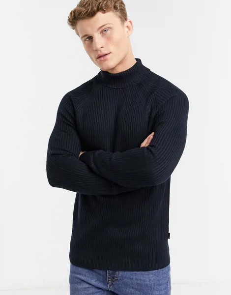 Темно-синяя водолазка Burton Menswear-Темно-синий