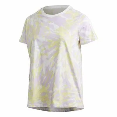 Женская футболка Adidas больших размеров с коротким рукавом, белый/фиолетовый/желтый оттенок