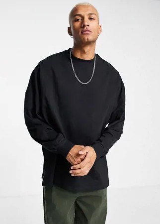 Черный лонгслив в стиле extreme oversized с пышными рукавами ASOS DESIGN-Серый