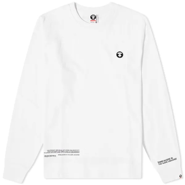 Футболка Aape Now Silicon Badge Long Sleeve, белый
