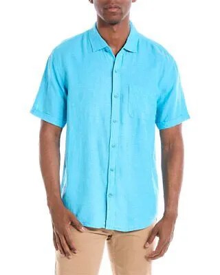 Рубашка Magaschoni из смесового льна мужская синяя S