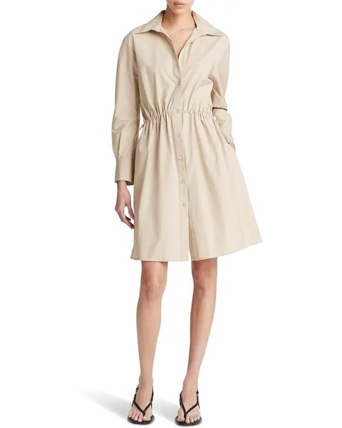 Платье Vince Drawcord Ruched Shirt, цвет White Oak