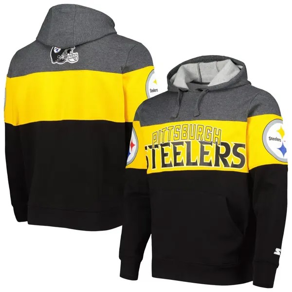Мужская черная/темно-серая толстовка с капюшоном Pittsburgh Steelers Extreme Pullover Starter