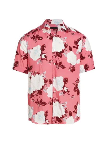Рубашка с ярким цветочным принтом Saks Fifth Avenue, коралловый