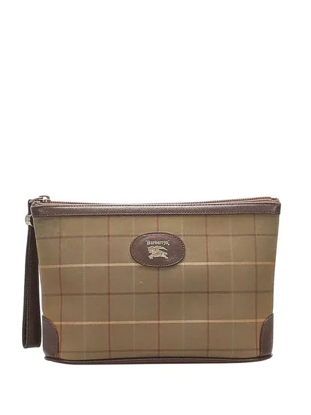 Burberry Pre-Owned клетчатый клатч на молнии