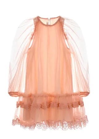 Розовое платье с рукавами-фонариками Fendi детское