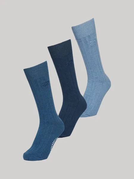 Носки унисекс из смеси органического хлопка в рубчик с круглым вырезом Superdry, ярко-синий/темно-синий