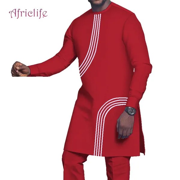 Dashiki одежда для мужчин без шапки рубашка брюки комплект топы брюки костюм Мужская традиционная африканская рубашка Agbada европейская одежда ...