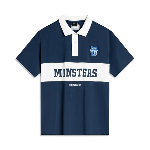Рубашка поло Disney Unisex Deep Blue/молочно-белый Lining, темно-синий/белый