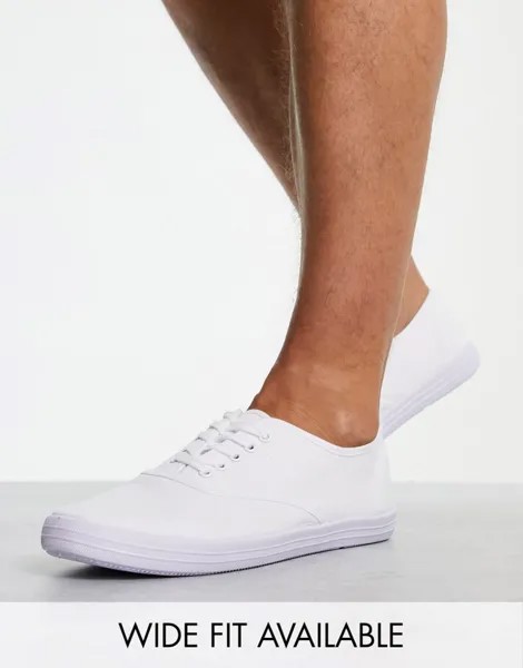 Белые оксфорды-плимсоллы из парусины ASOS DESIGN