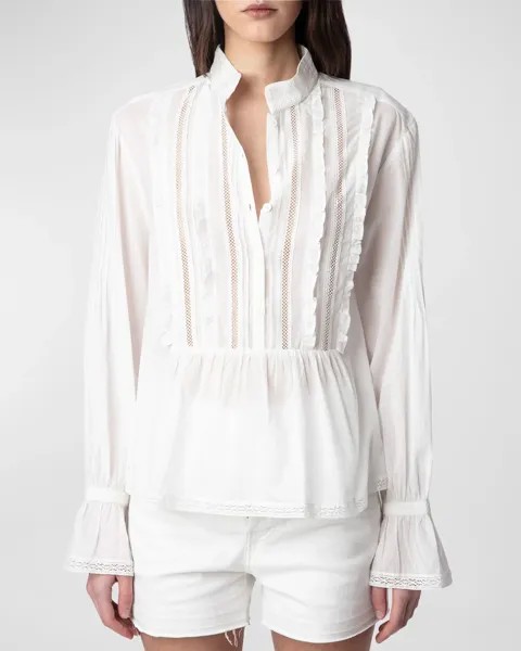 Хлопковая блузка Tricia с вышивкой Zadig & Voltaire, цвет Blanc
