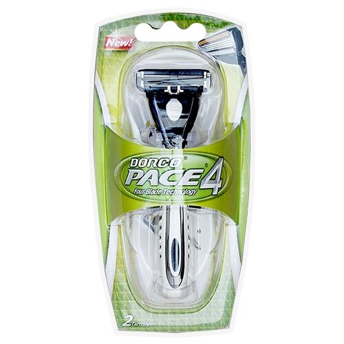 Бритвенный станок Dorco Pace 4, сменные кассеты 2 шт.