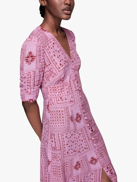Платье миди с принтом бандана Whistles Neave, розовый/мульти