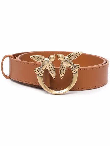 PINKO logo-plaque leather belt