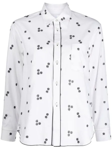 Comme des Garçons рубашка с цветочным принтом, белый