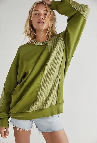 Толстовка Free People Waves Thermal Пуловер Oversize Thermal Green M NWT