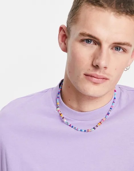 Ожерелье с разноцветными бусинами ASOS DESIGN-Многоцветный
