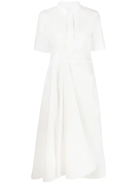 Jil Sander платье-рубашка миди со сборками, белый