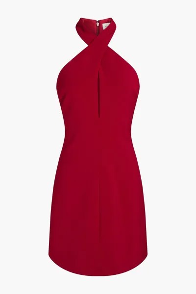 Платье мини из крепа HALSTON, красный