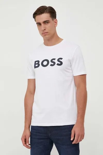 Хлопковая футболка Boss Orange, бежевый