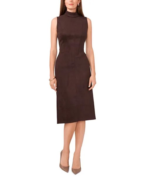 Женское платье миди без рукавов из искусственной замши с вырезом под горло MSK, коричневый