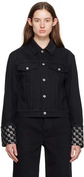 Черная джинсовая куртка с манжетами с кристаллами Alexander Wang