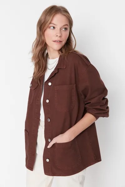 Куртка - Коричневый - Классический крой Trendyol, коричневый