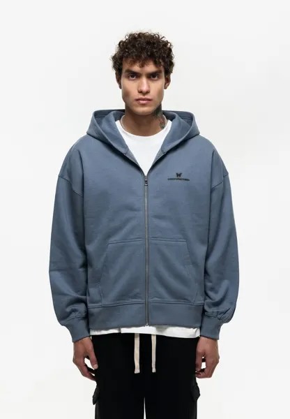 Толстовка на молнии Oversized Puff Print Spectre Zip Blue Hoodie Good For Nothing, синий