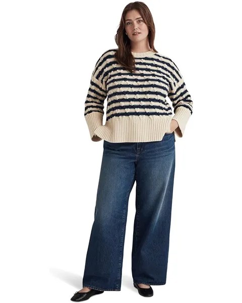 Свитер Madewell Plus Yasmin Stripe Cable Pullover, цвет Ecru Stripe