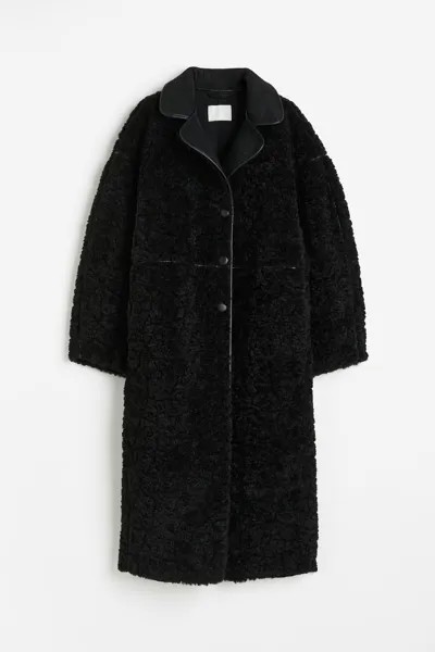 Пальто H&M Teddy Fleece, черный