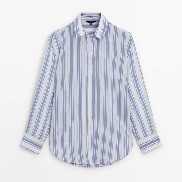 Блузка Massimo Dutti Striped Oversize, синий