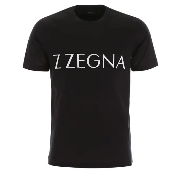Мужская черная хлопковая футболка с короткими рукавами Z Zegna с логотипом, черный