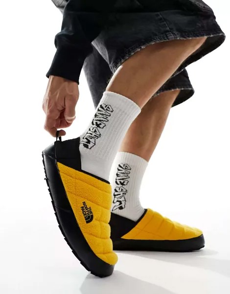 Жёлтые и чёрные флисовые мюли The North Face Thermoball Denali
