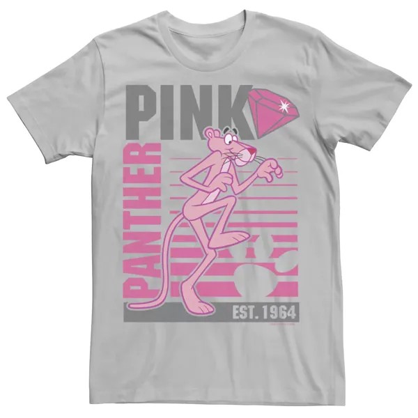 Мужская футболка с портретом на подкладке из розовой пантеры Licensed Character, серебристый