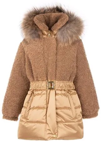 Пальто для девочек LUX, Kerry, арт. K20503 L_2021, цвет золотистый, размер 122