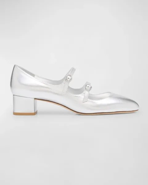 Туфли Мэри Джейн Benni металлик Stuart Weitzman, цвет Silver