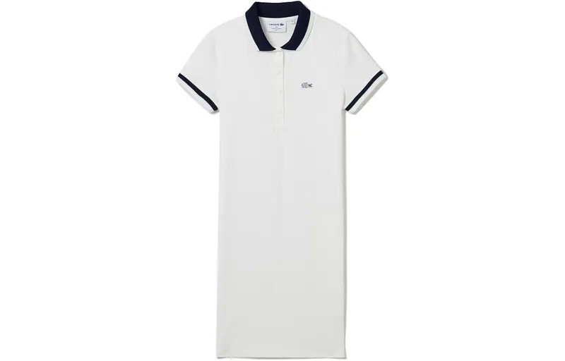 Платье с короткими рукавами женское белое Lacoste