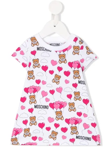 Moschino Kids платье с принтом и логотипом