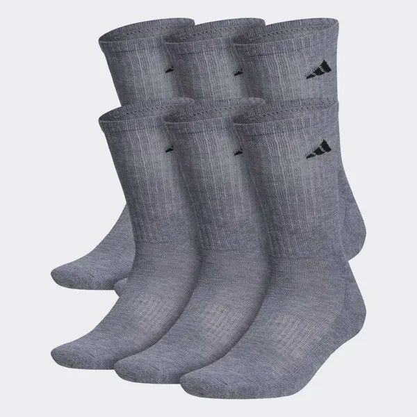 Спортивные мягкие носки для экипажа, 6 пар Adidas, Medium Grey Heather