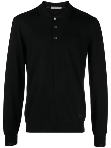 Corneliani шерстяная рубашка поло с длинными рукавами, черный