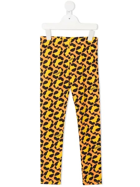 Fendi Kids леггинсы с леопардовым принтом