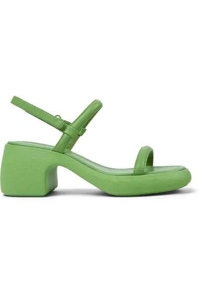 Кожаные босоножки Thelma 27201 на массивном каблуке Camper, зеленый