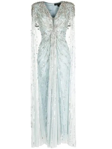 Jenny Packham вечернее платье Lotus Lady с пайетками, синий